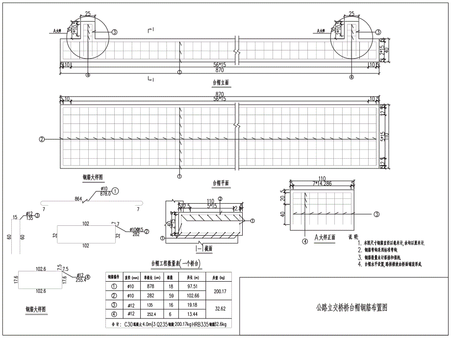 公路立交桥台帽钢筋布置图_第2页