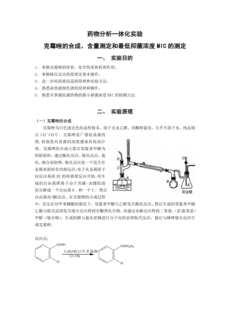 药物分析一体化实验_第1页