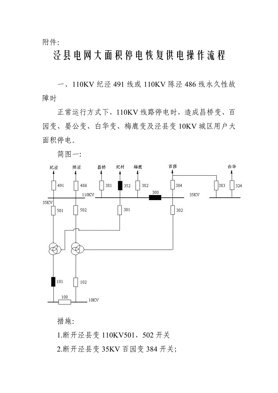 泾县电网大面积停电恢复供电操作流程_第1页