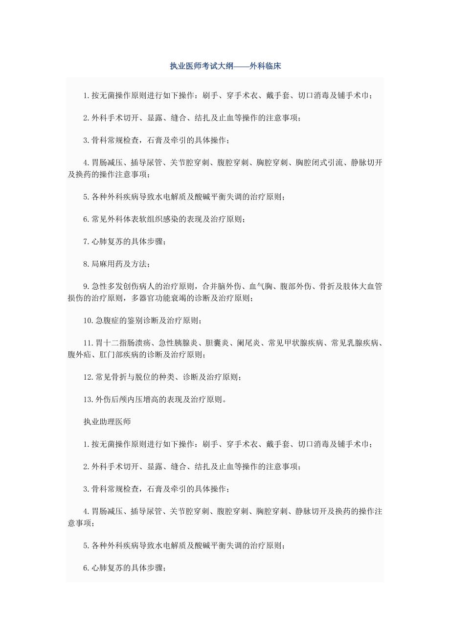 执业医师考试大纲——外科临床_第1页