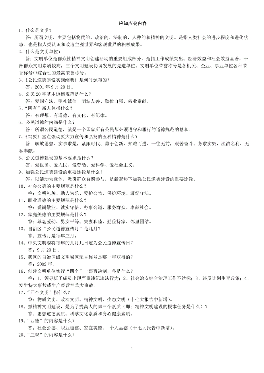 创建文明单位应知应会_第1页