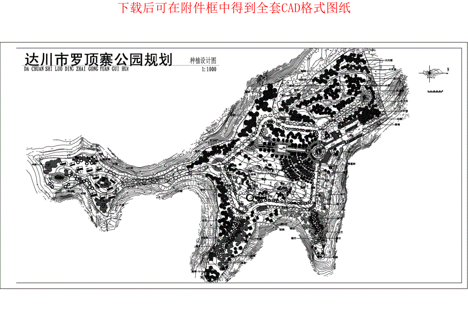 达川市罗顶寨公园规划CAD_第1页