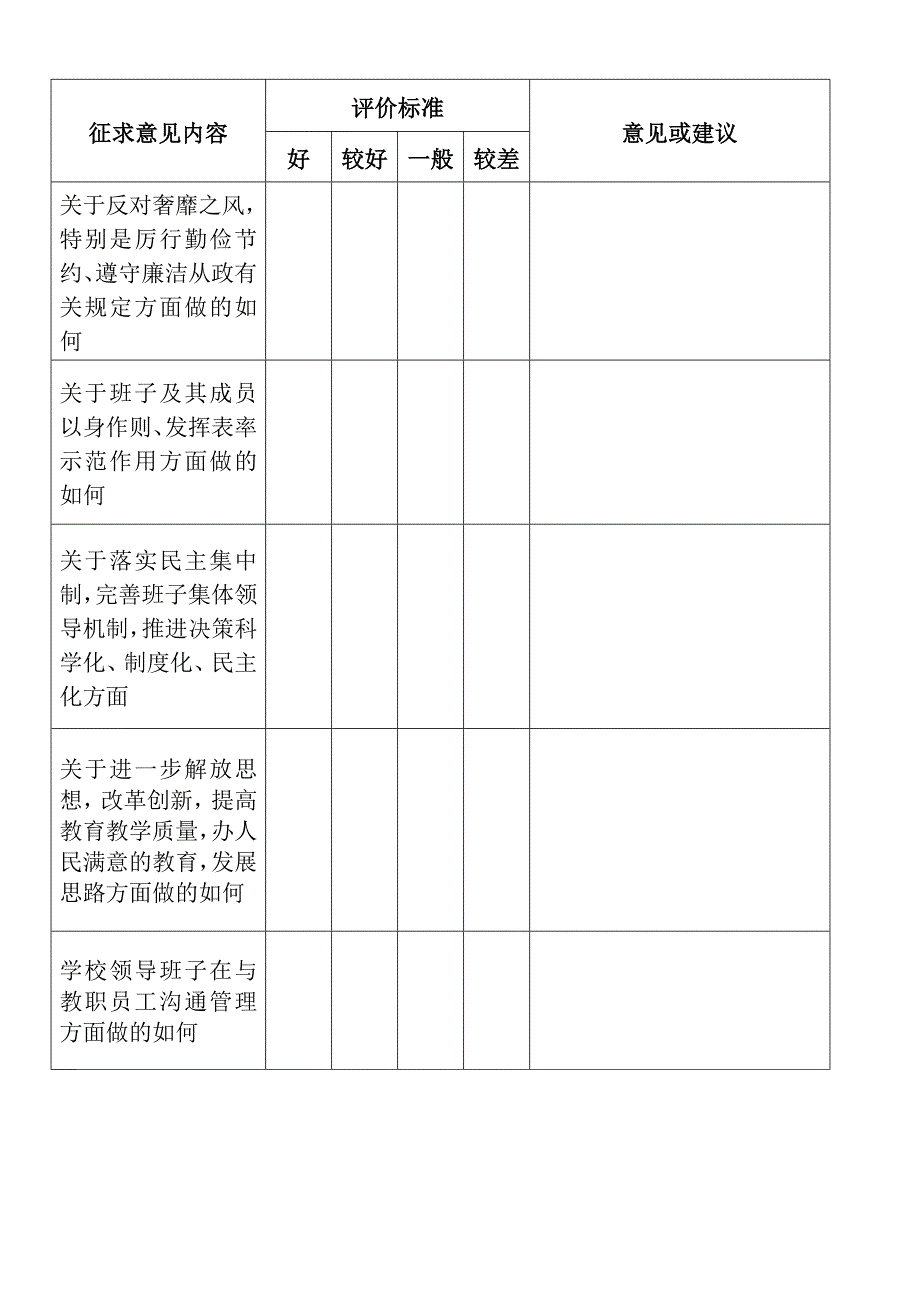 党的群众路线征求意见表(二)_第2页