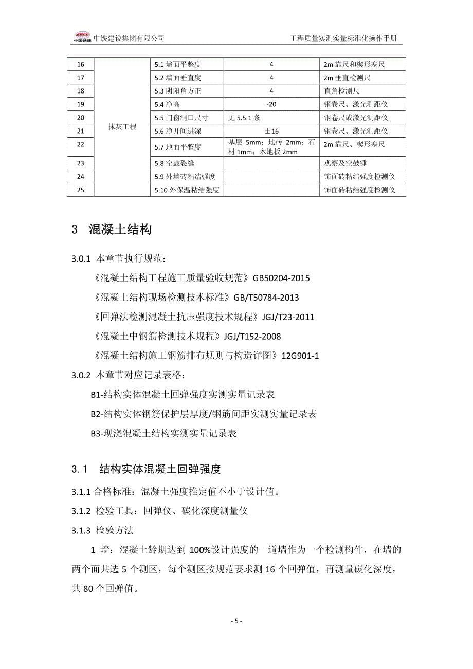 中铁建设集团工程质量实测实量标准化操作手册_第5页