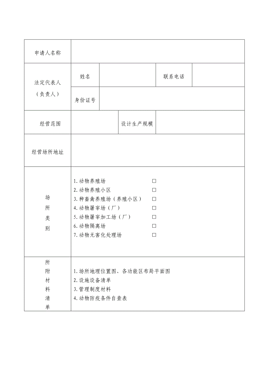 动物防疫条件合格证申请表模板_第3页