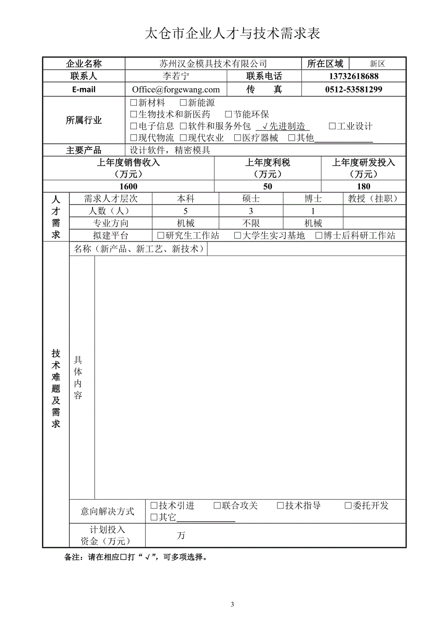 太仓市企业人才与技术需求表_第3页