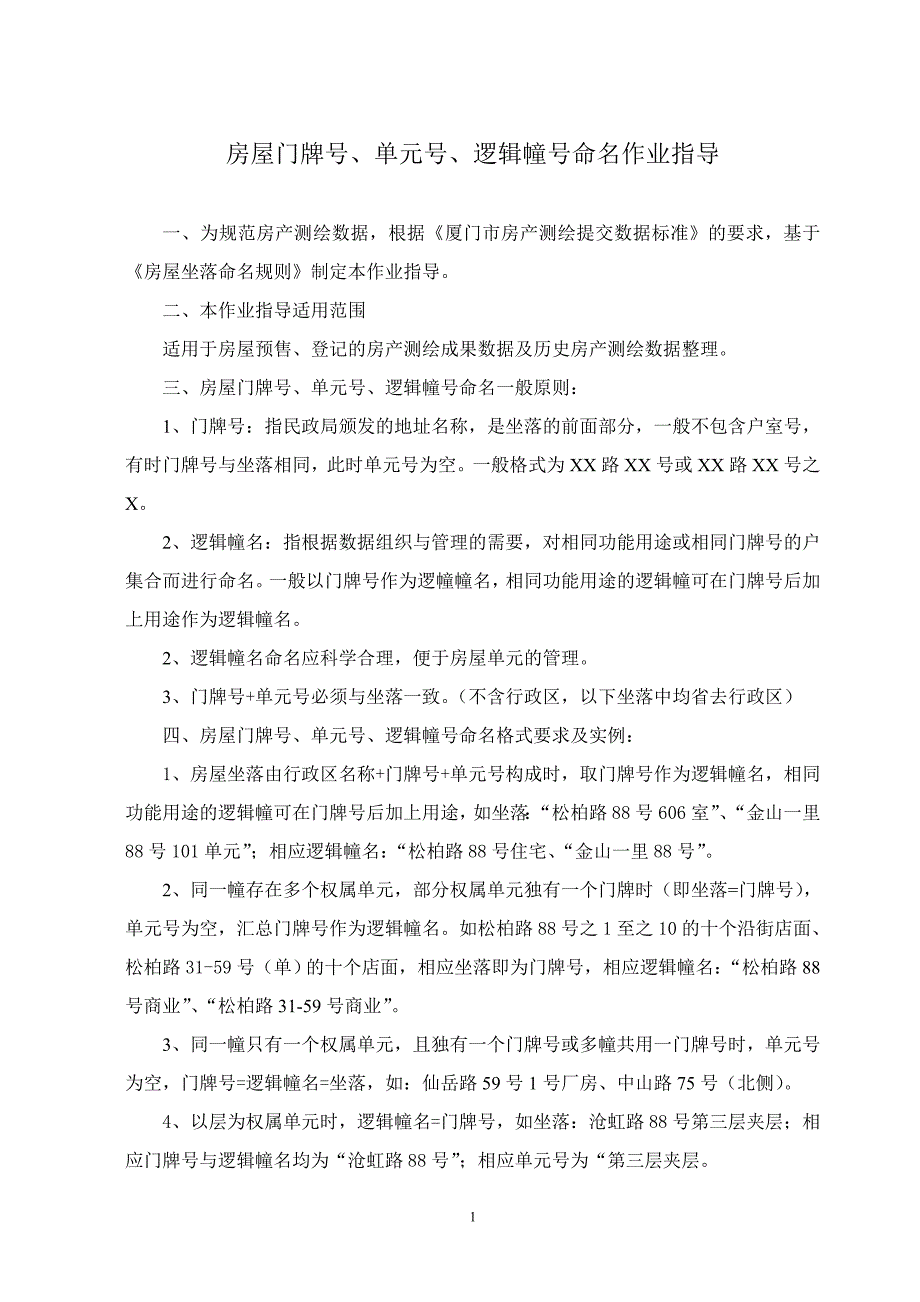 房屋坐落门牌号逻辑幢号命名规则_第1页