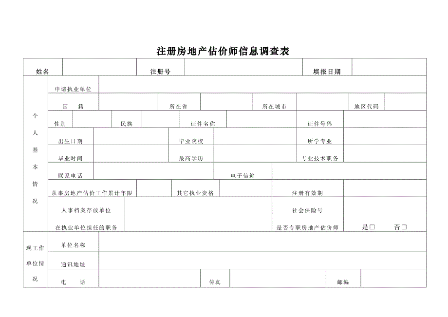 房地产评估机构信息调查表_第2页