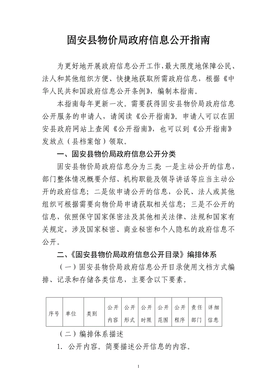 固安县物价局政府信息公开指南_第1页