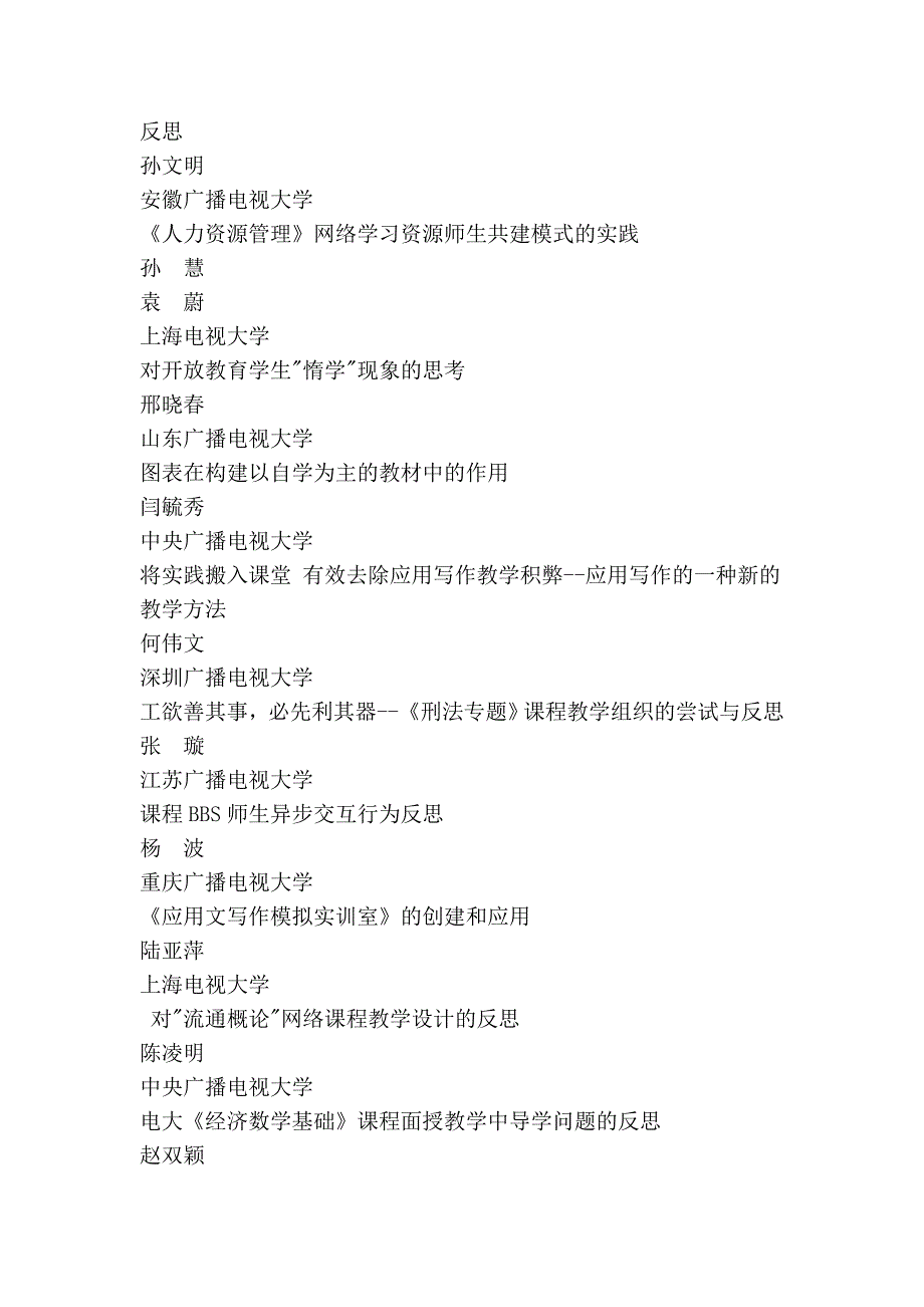 2009年广播电视大学教学反思征文评选结果_第3页