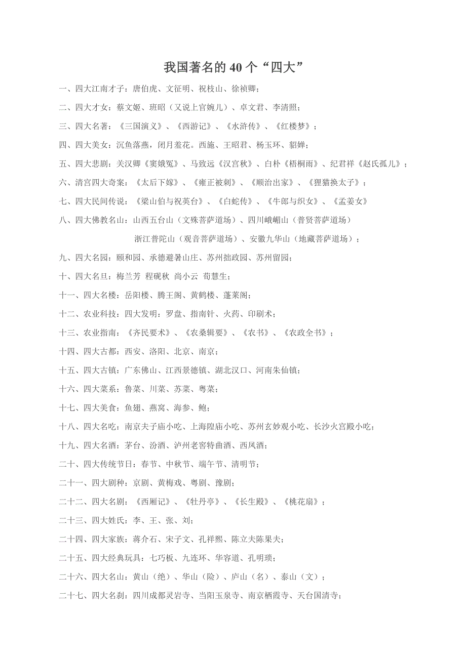 我国著名的40个“四大”_第1页