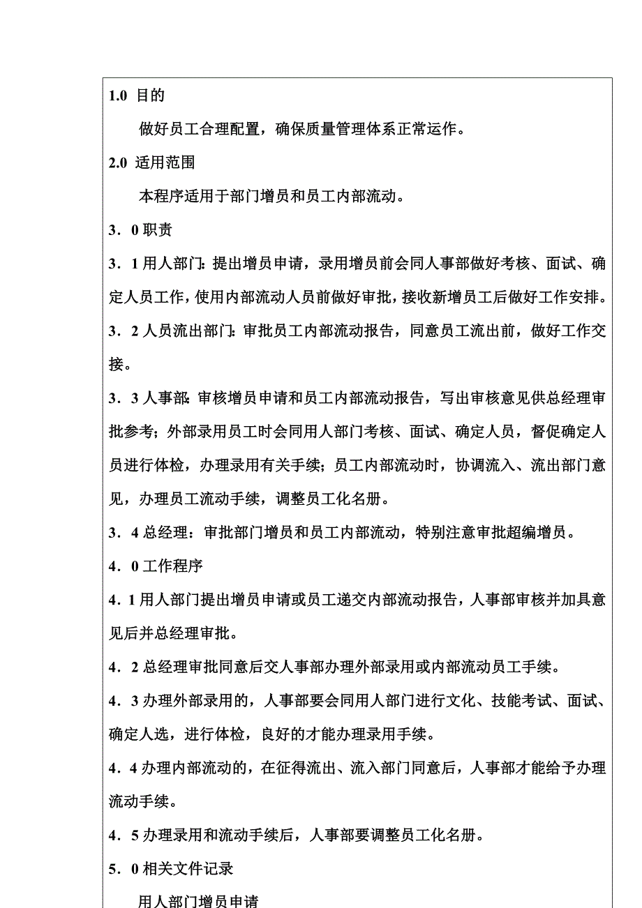 增员和员工内部流动控制程序_第2页