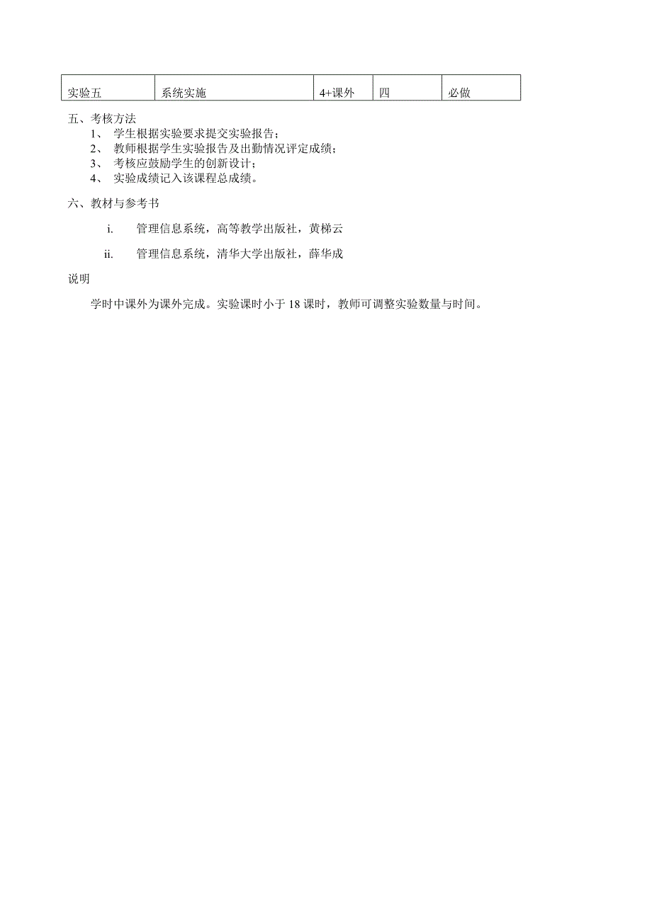 《管理信息系统》实验教学大纲_第4页