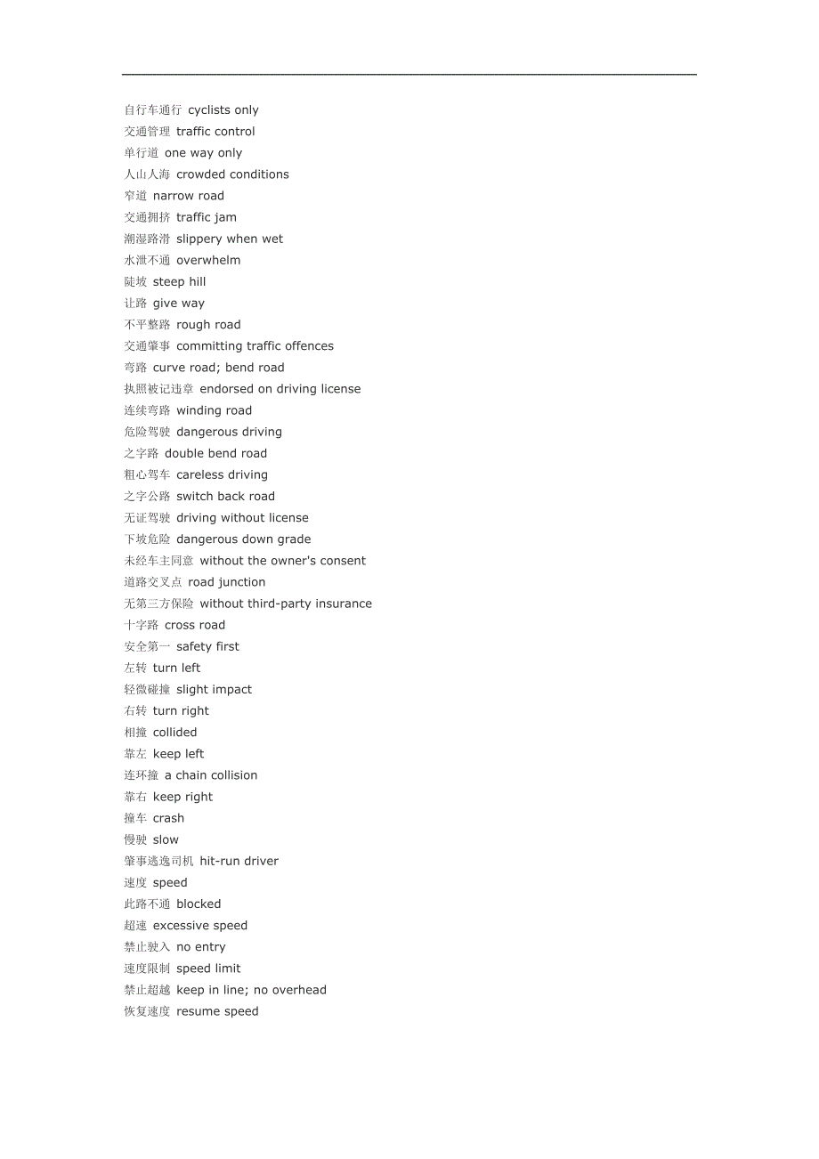 交通规则英语词汇词块总结_第2页