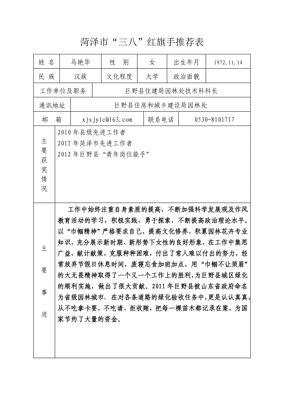 建设局园林处巾帼岗位及菏泽市三八红旗手_第2页