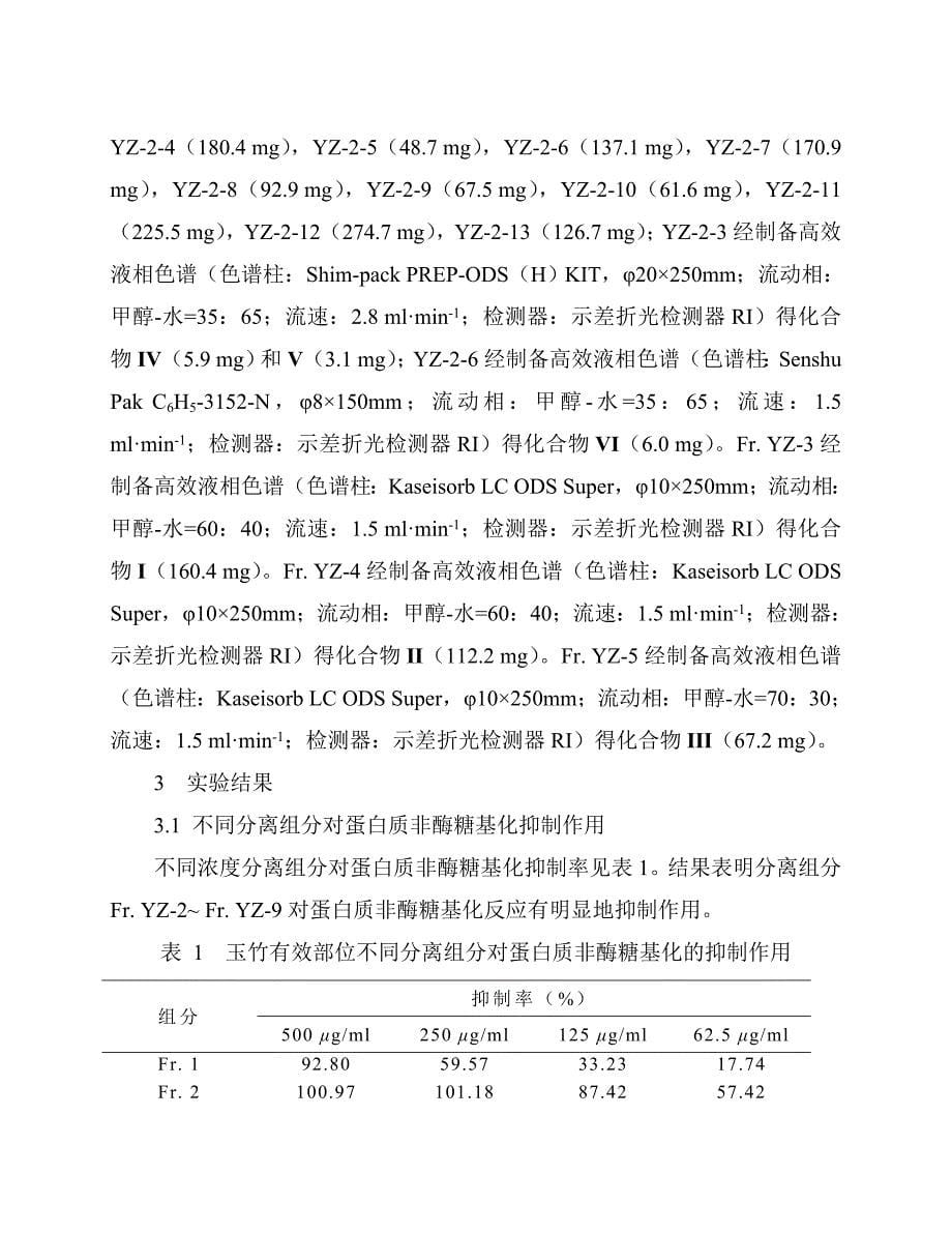 玉竹抑制蛋白质非酶糖基化活性成分研究_第5页