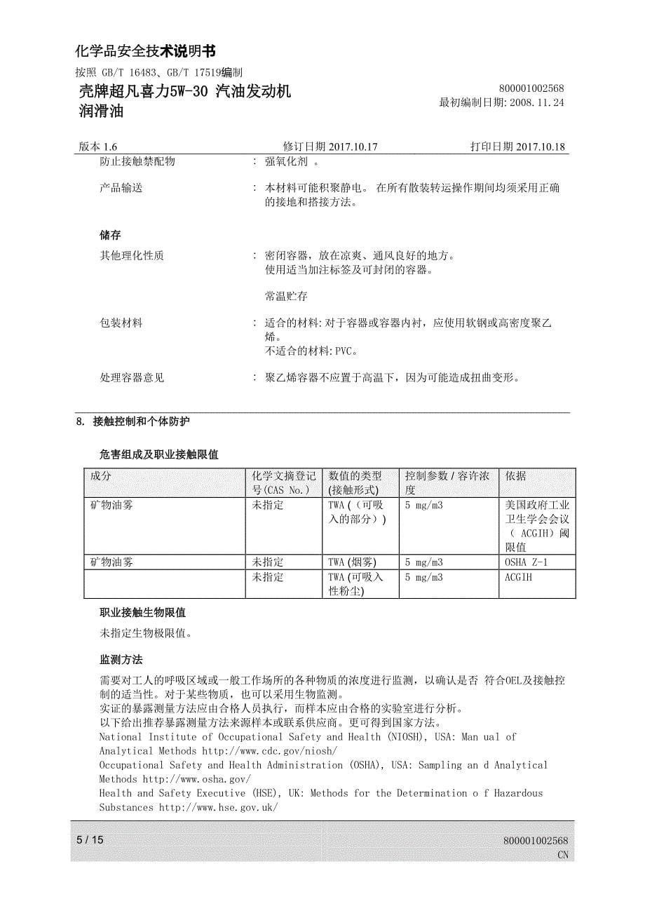 壳牌超凡喜力5w-30汽油发动机_第5页