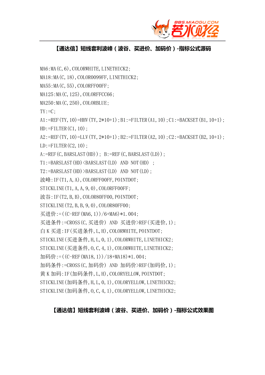 【股票指标公式下载】-【通达信】短线套利波峰(波谷、买进价、加码价)_第1页