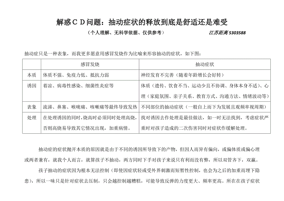 抽动症状的释放到底是舒适还是难受_第1页