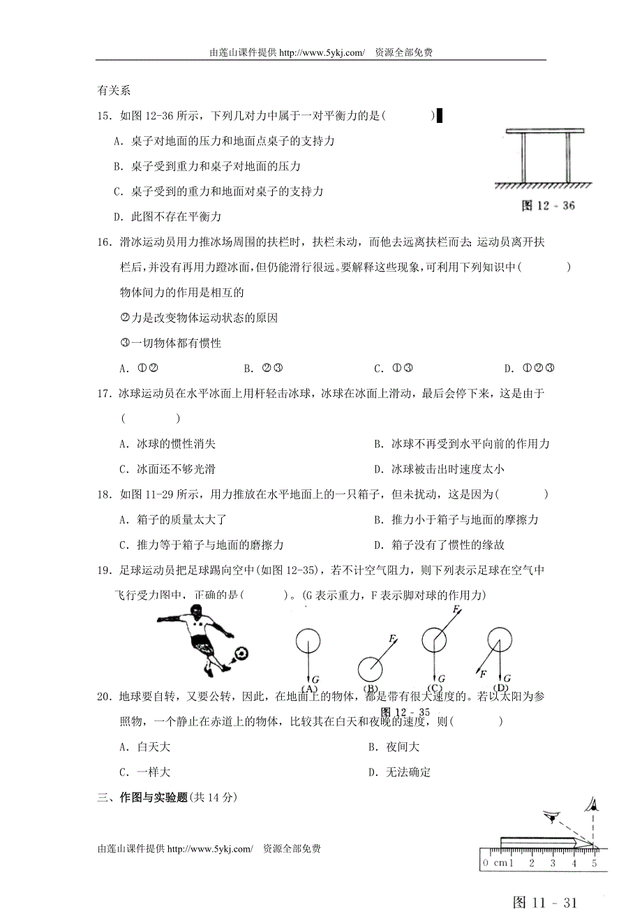2011届中考物理专项练习题2_第4页