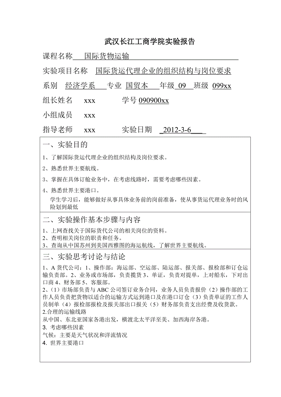 国际货运代理企业的组织结构与岗位要求 检点制作_第1页