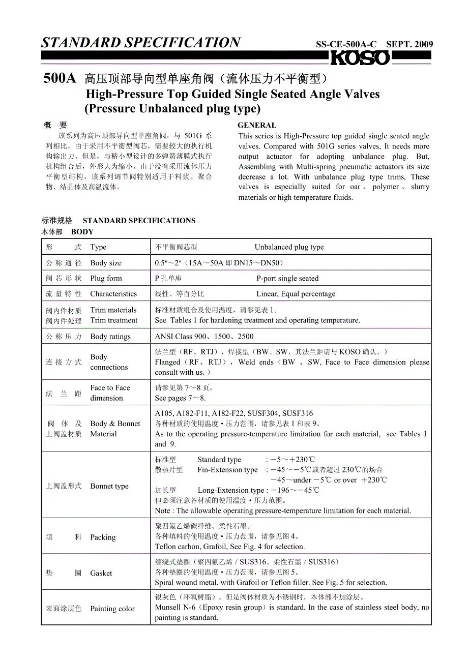 高压顶部导向型单座角阀(流体压力不平衡型)_第1页