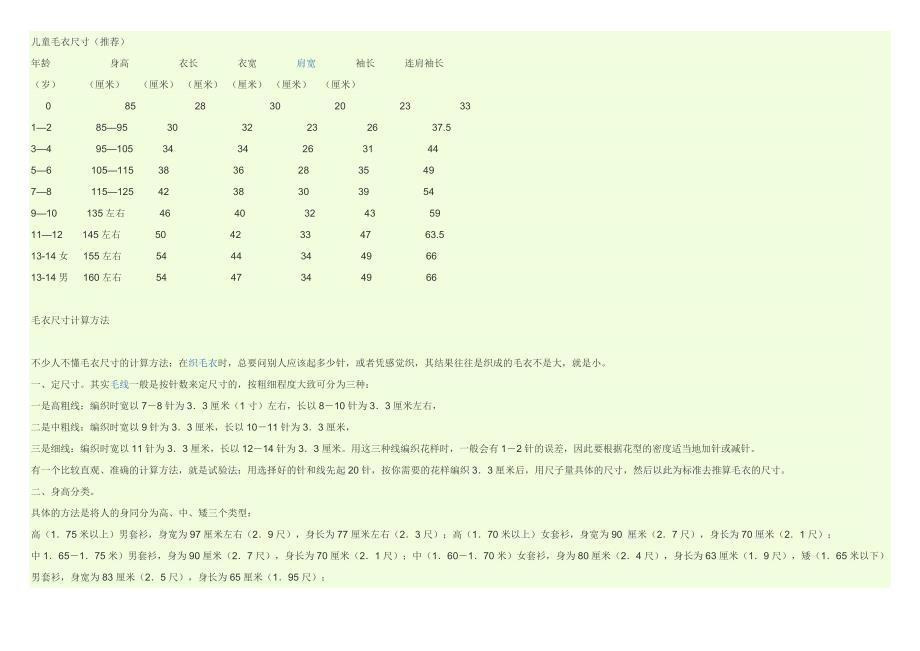 儿童毛衣尺寸_第1页