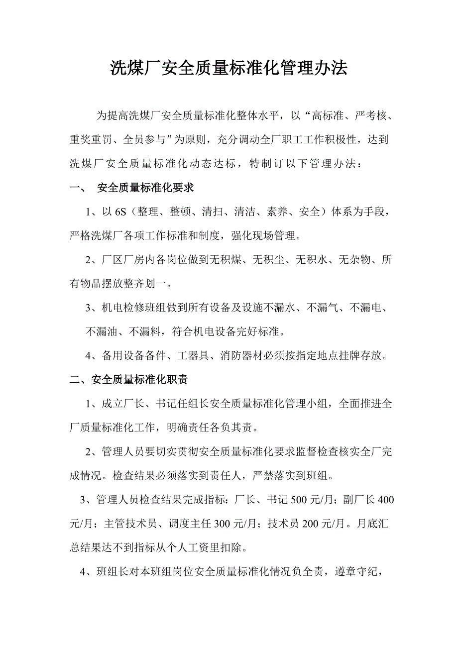 洗煤厂全面质量标准化_第1页