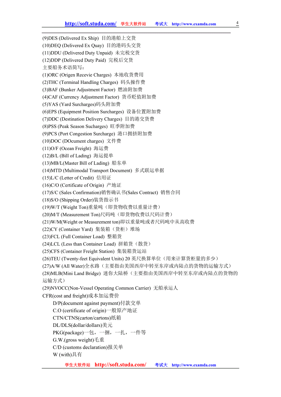 国际贸易英语词汇集锦20882_第4页