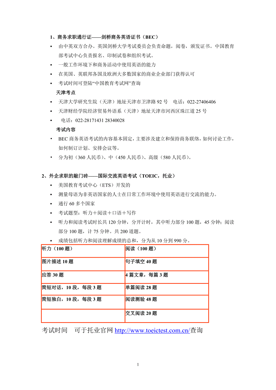 大学考证内容(天津地区)_第1页