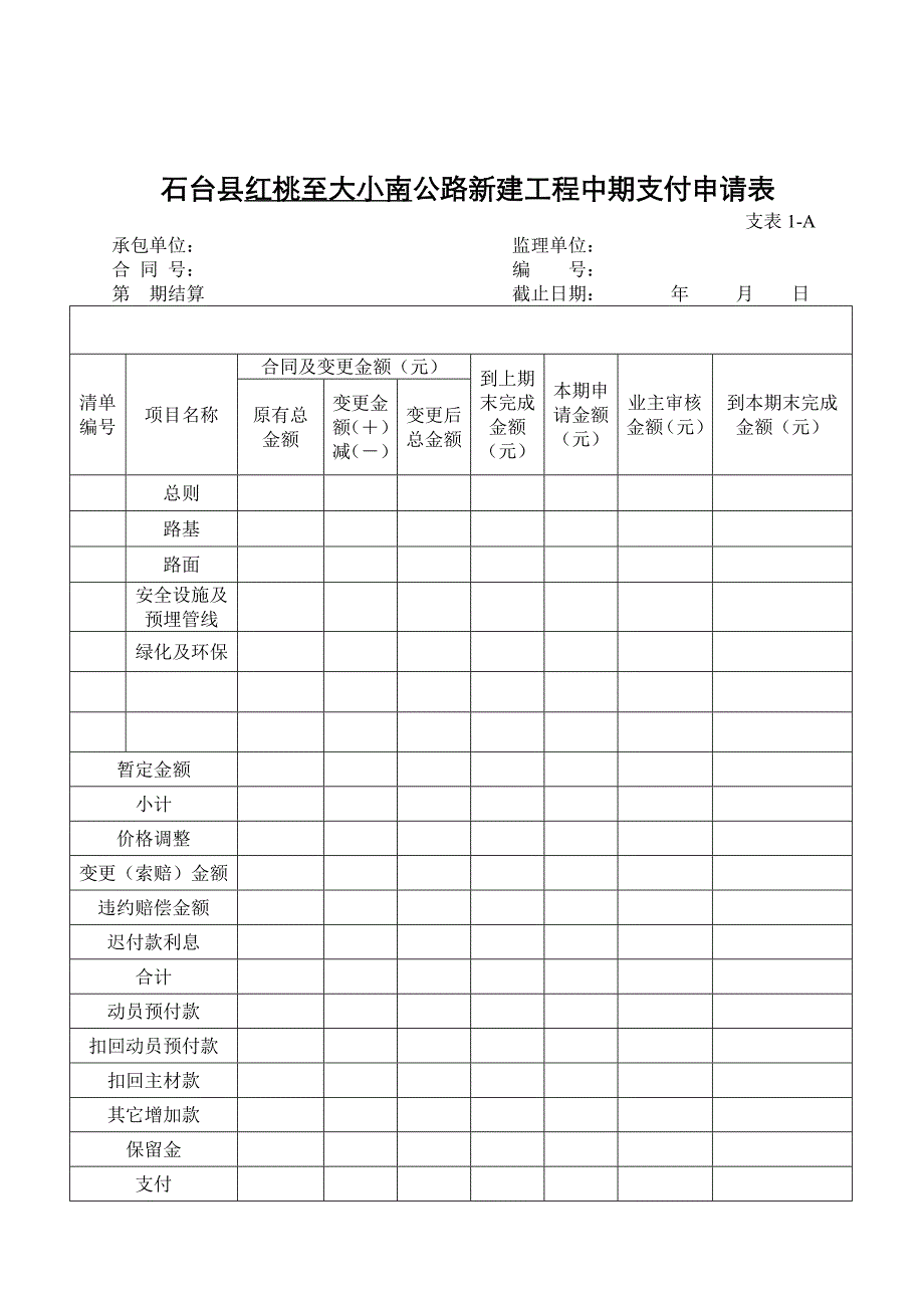 公路改建工程表格_第2页