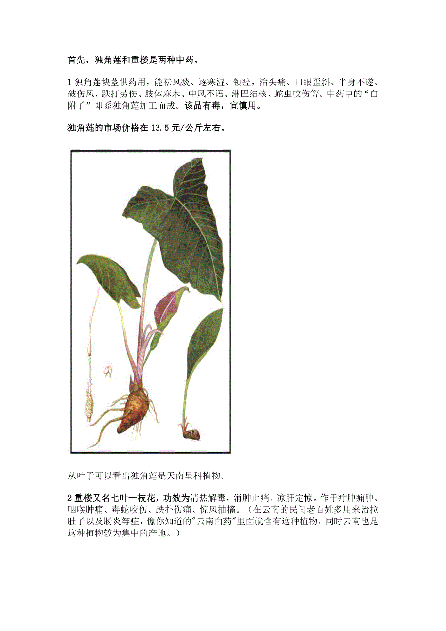 ,独角莲和重楼是两种中药_第1页