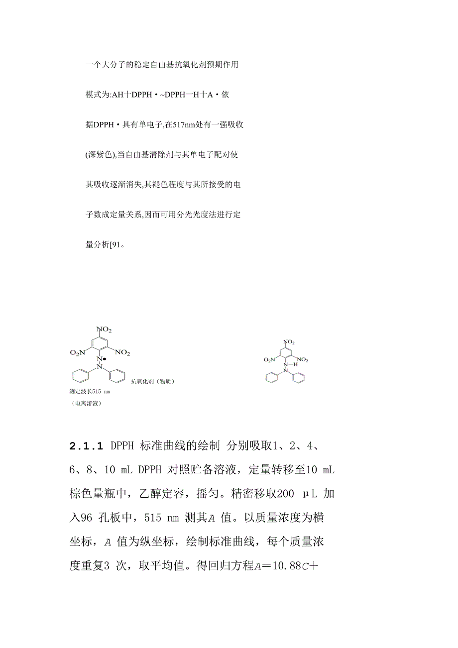 实验原理 DPPH 在有机溶剂中是一种稳定_第3页