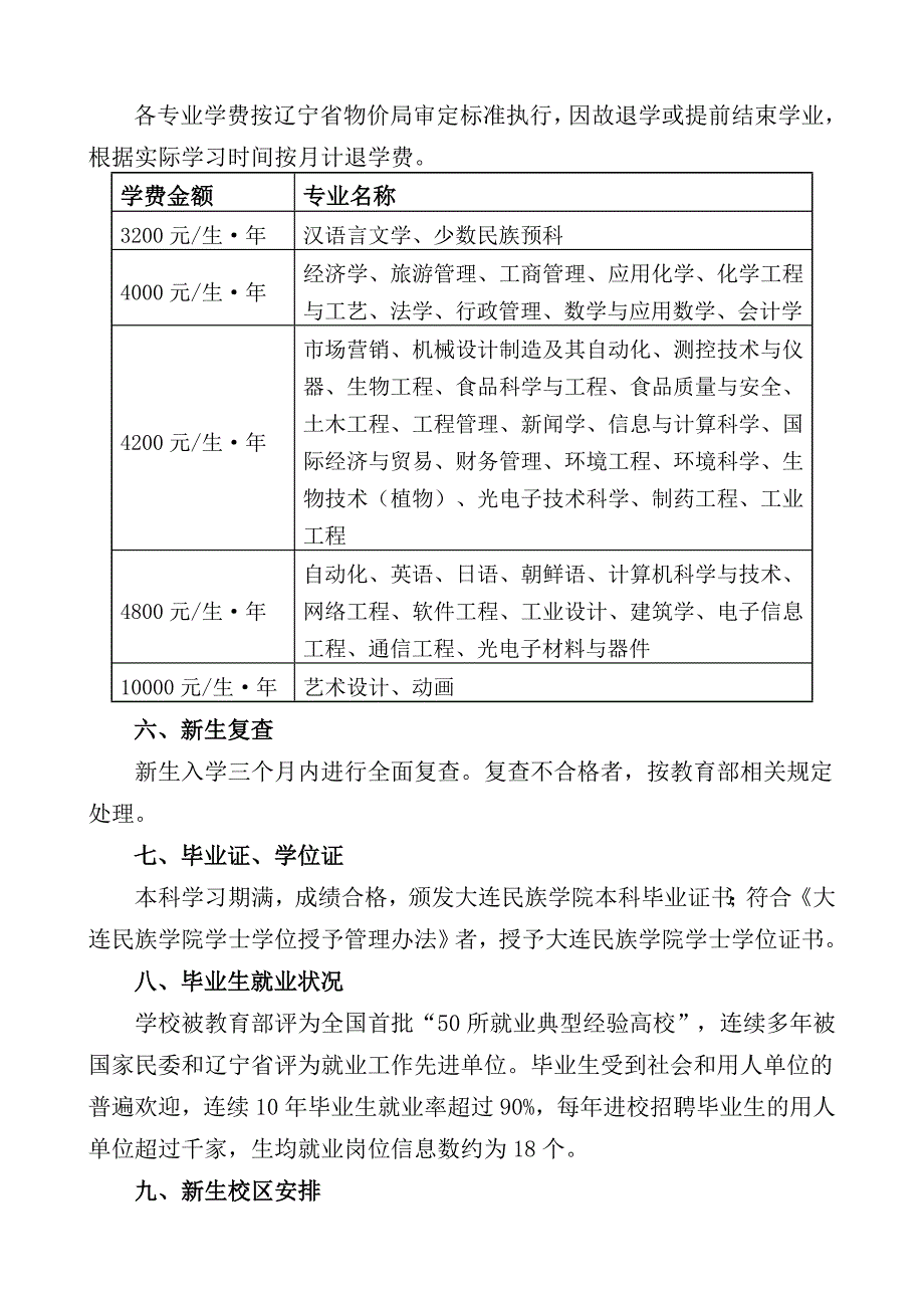 大连民族学院2011年招生章程_第3页