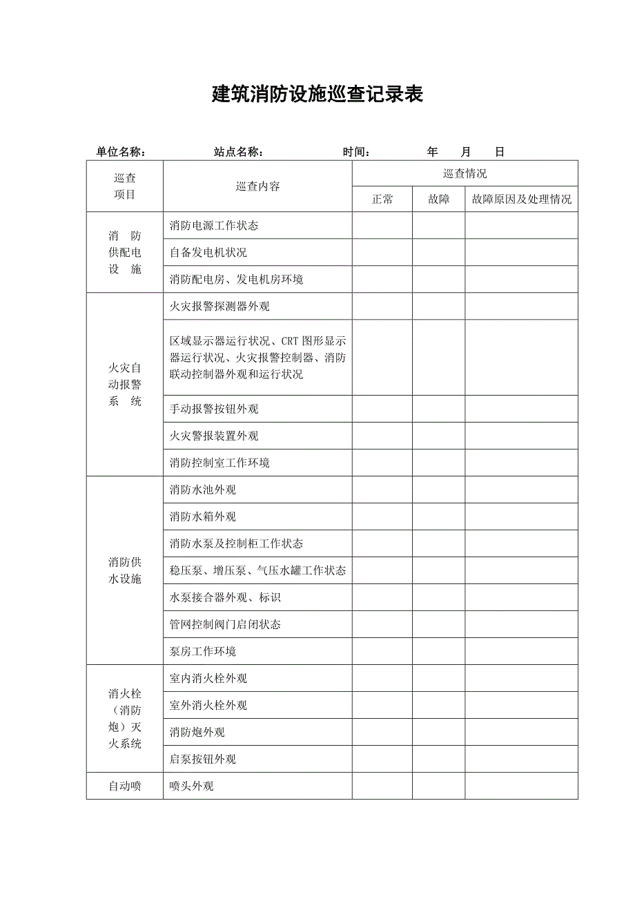 建筑消防设施巡查记录表_第1页