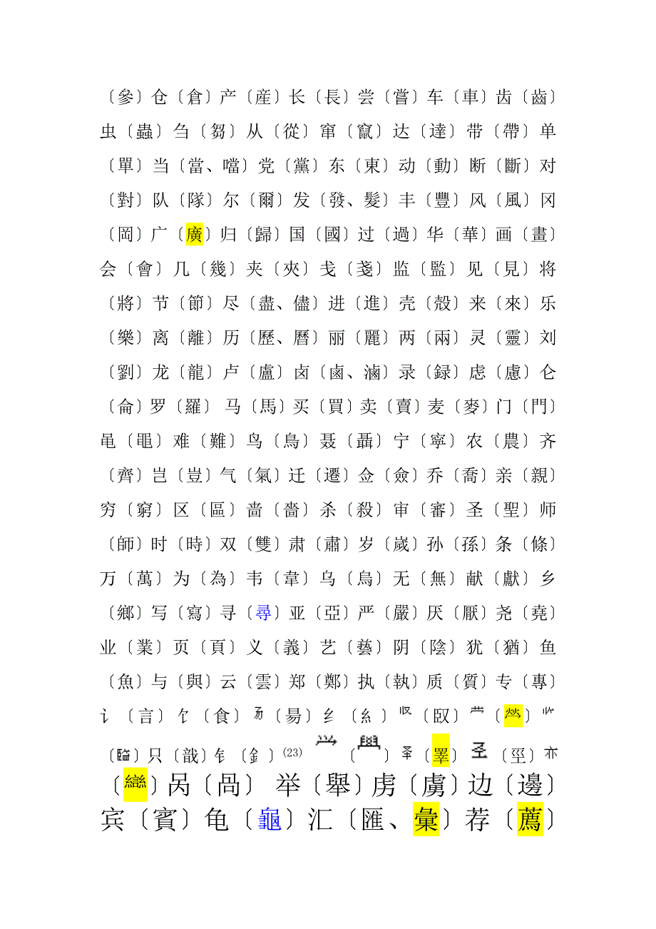简体字繁体字学习用简化表_第4页