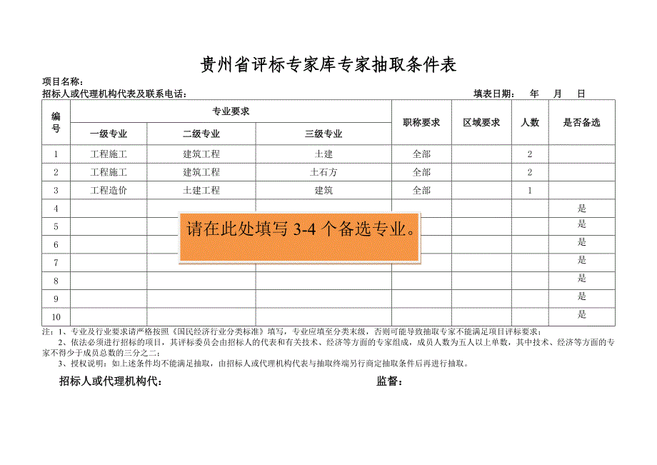 贵州省评标专家库专家抽取登记表_第3页
