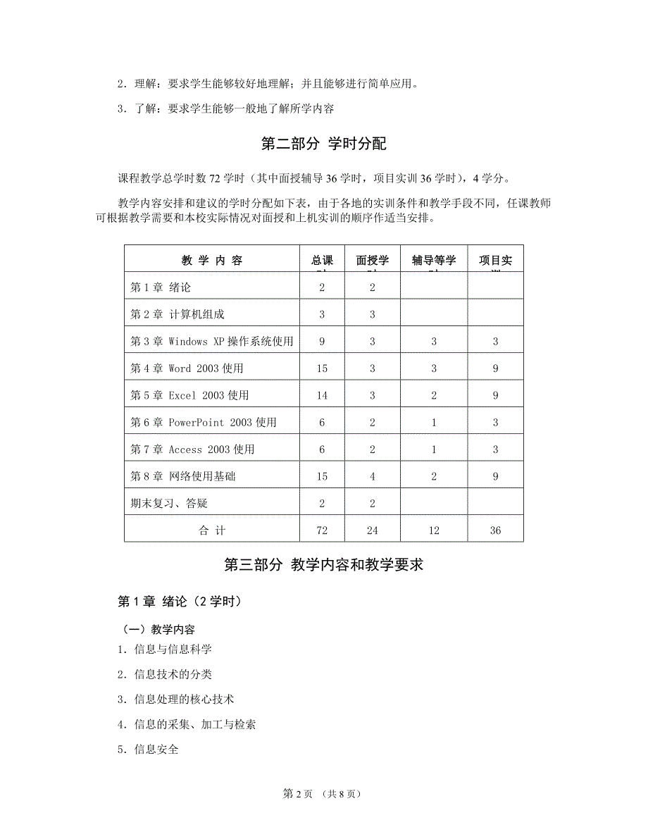 大学信息技术应用基础-教学大纲_第2页