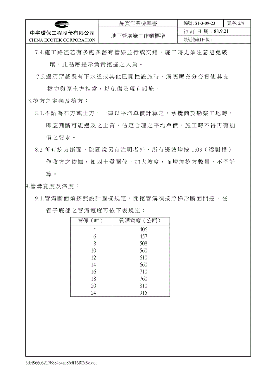 建立地下管沟施工标准_第2页