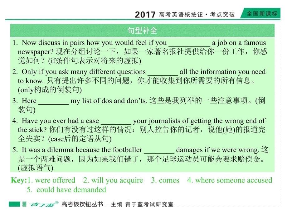 2017版高考英语新课标版《核按钮考点突破》课件2017必修五unit 4_第5页