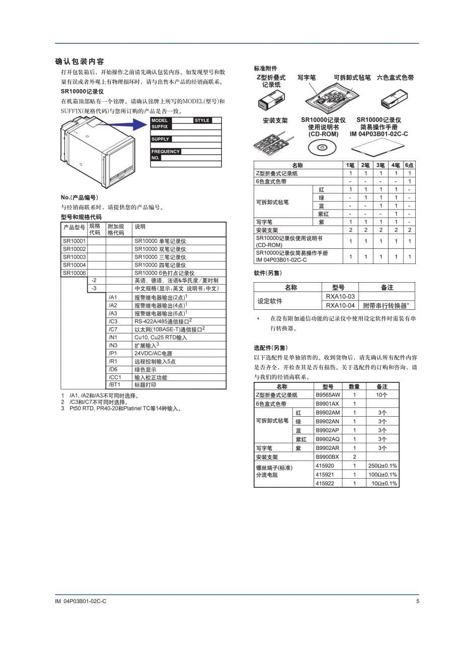 横河有纸记录仪sr10000简易操作手册_第5页