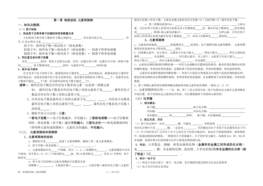 期末总复习第一章      物质结构元素周期律_第1页