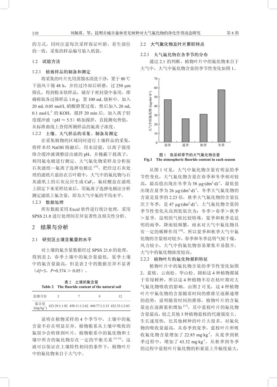 昆明市城市森林常见树种对大气氟化物的净化作用动态研究_第3页