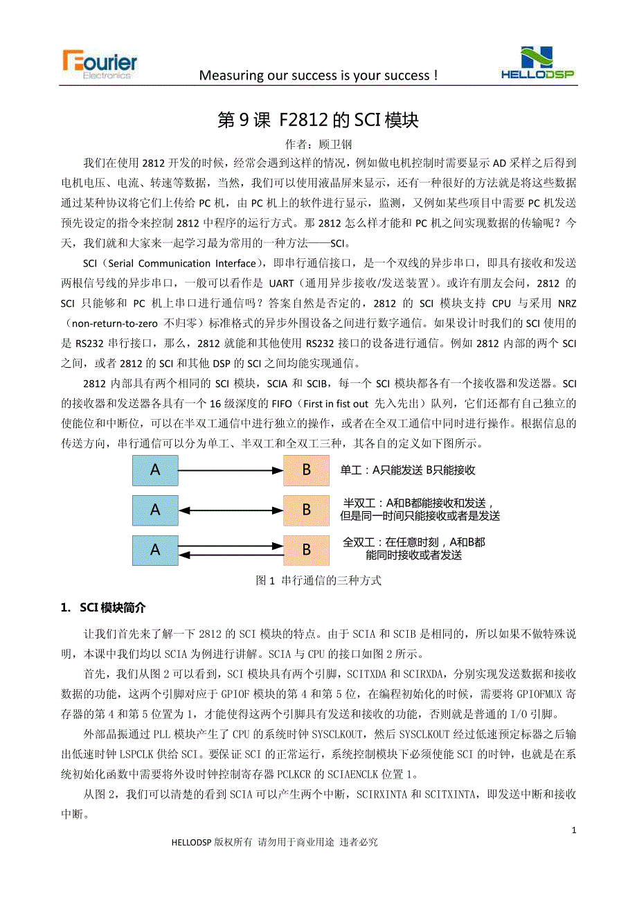 DSP2812教程第9课SCI串口模块_第1页
