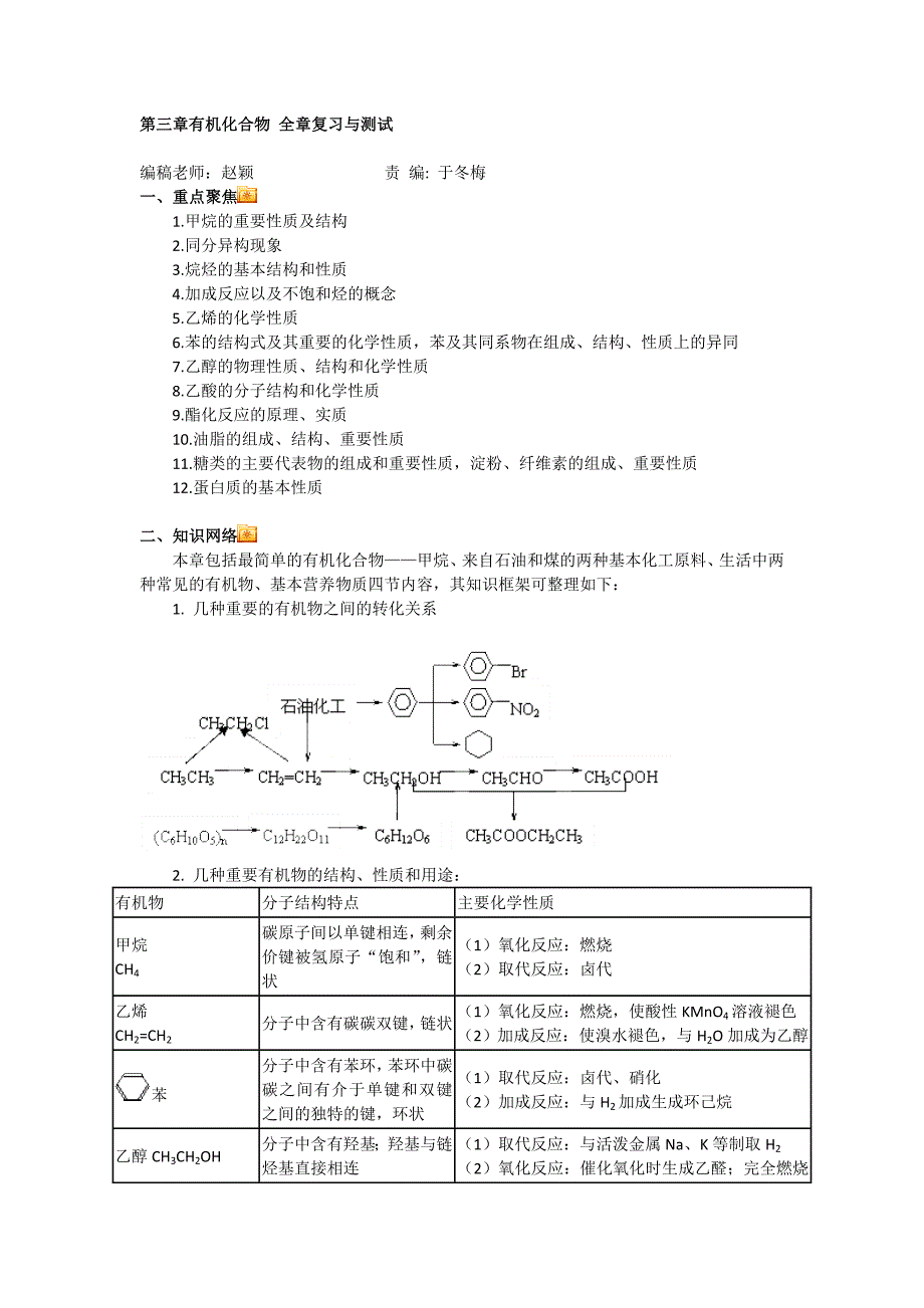 第三章有机化合物 全章复习与测试_第1页