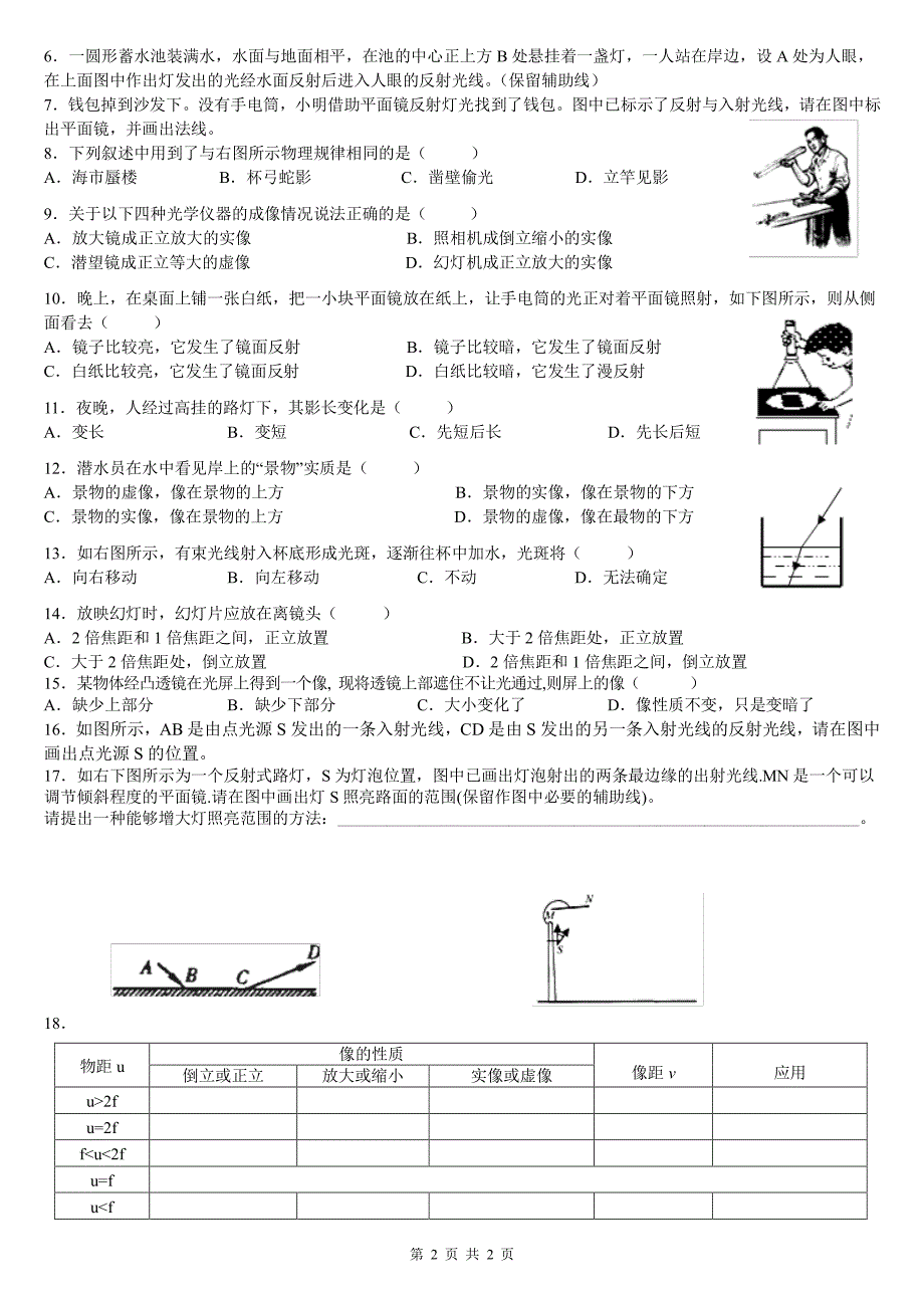 【初中物理】光学作图 练习(学生版)_第2页