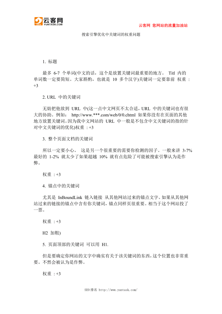 搜索引擎优化中关键词的权重问题_第1页