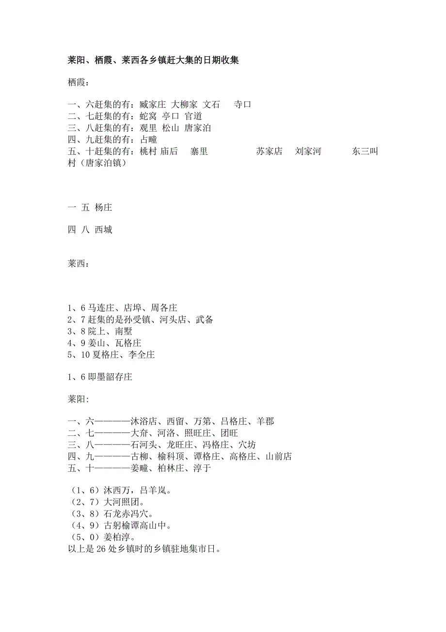 莱阳及周边赶大集的日期_第1页