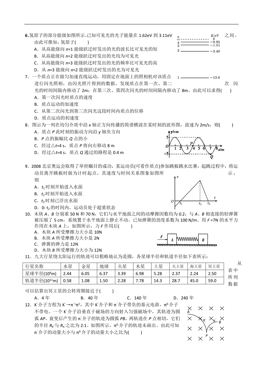 湖南省2011届高三第一次月考(物理)_第2页