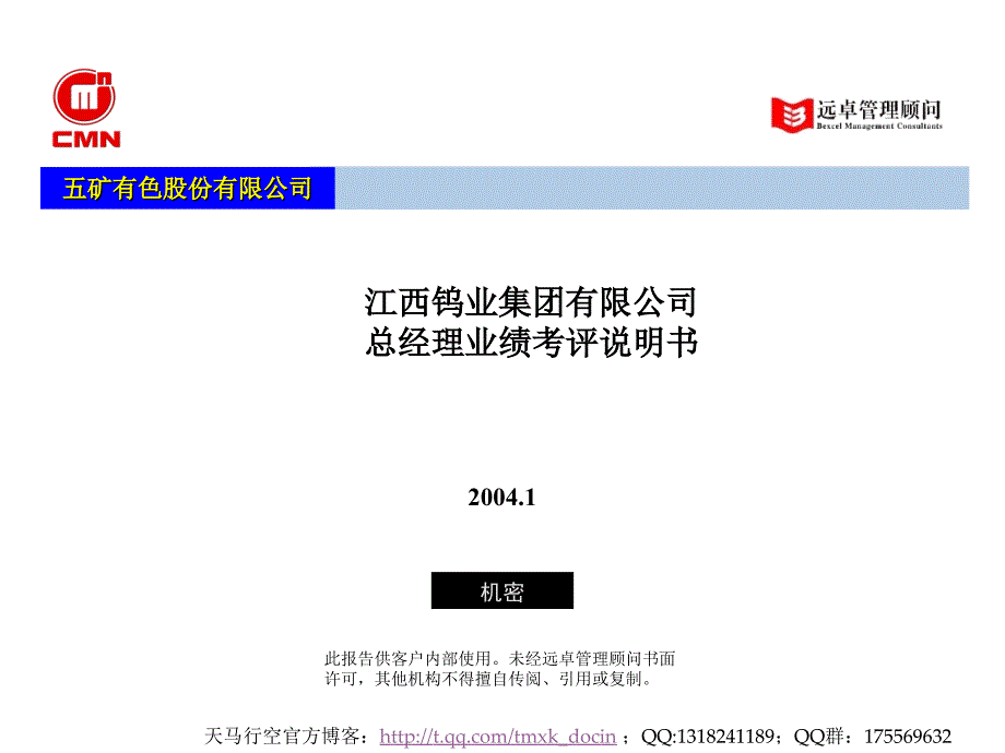 某钨业集团有限公司总经理业绩考评说明书_第1页